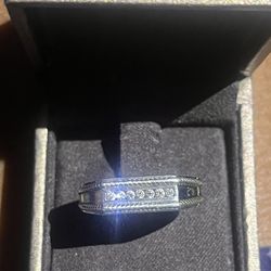 Genuine Diamond Ring .925 Silver Band  