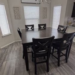 Wood Dining Table With 6 Chairs 