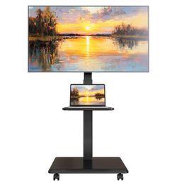 Steel Base Rolling TV Stand for 32-75 inch TVs up to 110 lbs