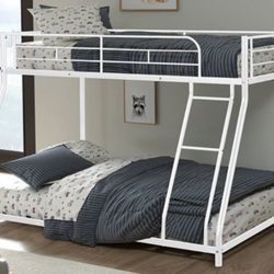 Brand New White Metal Twin Over Full Bunk Bed 