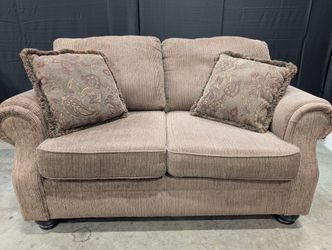 Brown Ribbed Fabric Sofa Set