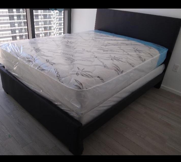 $349 Queen Bed Frame With Mattress And Boxspring Brand New Free Delivery