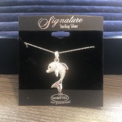 Beautiful new sterling silver dolphin pendant & 18” necklace