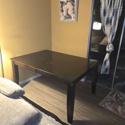Dark Wood Rectangular Dining Table