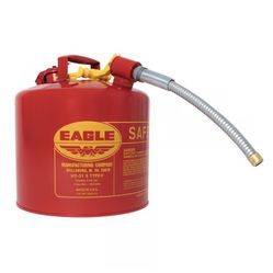 5 Gallon, 7/8" Metal Hose, Steel Safety Can for Flammables, Type II, Red - U251S5 Gallon, 7/8" Metal Hose, Steel Safety Can for Flammables, Type II, R