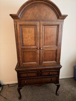 Solid Wood Media Armoire / TV Cabinet with Storage + Power Outlet