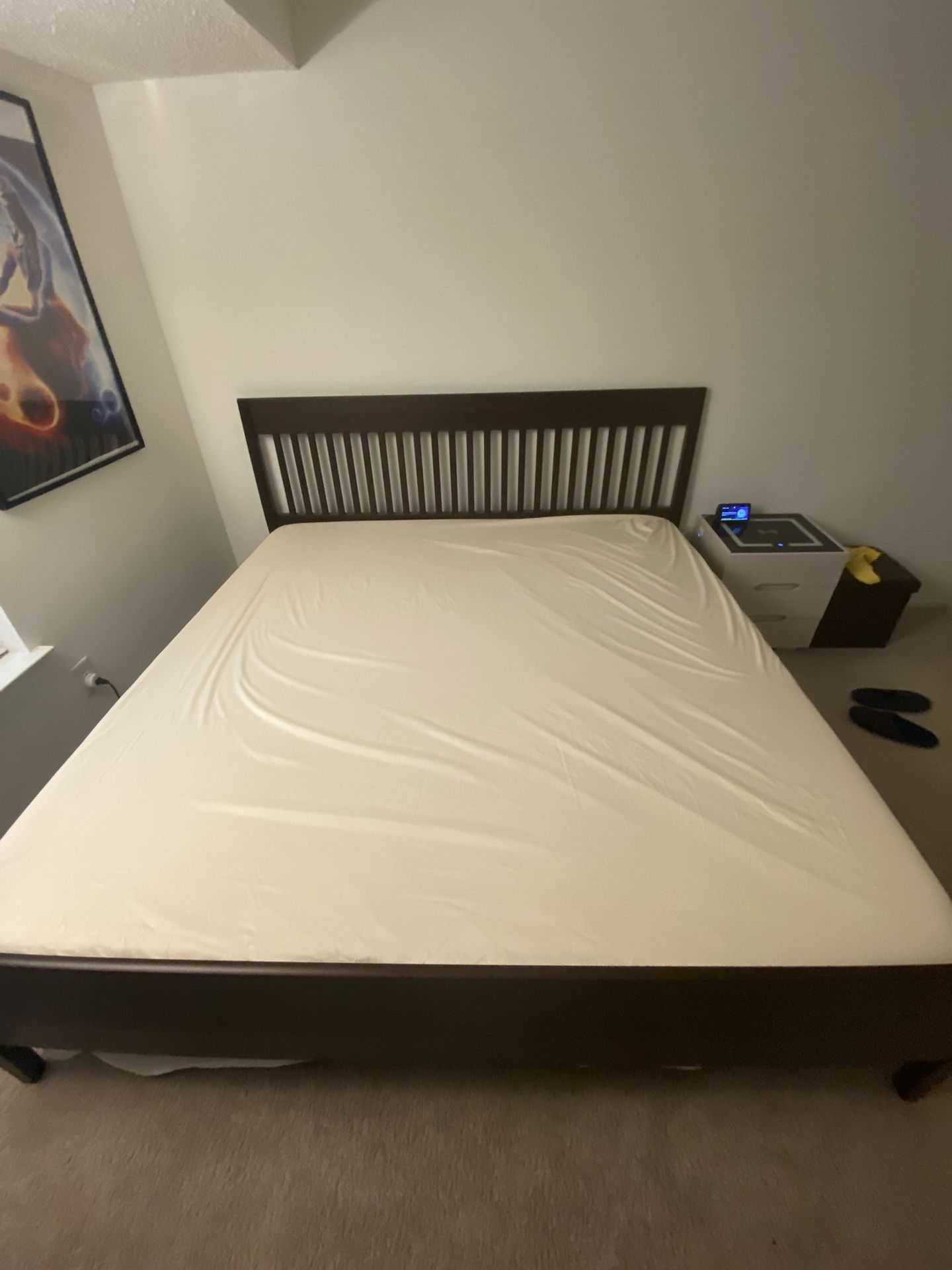 IKEA IDANAS BED FRAME, KING + MATTRESS