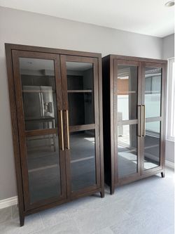 2 accent cabinets - dark brown - contemporary