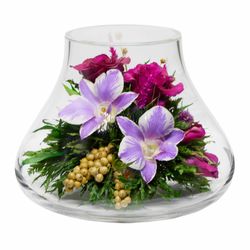 Flowers Natural Roses and Orchids  in a Glass Vase 71829