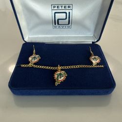 Miami Dolphins Ear Rings & Necklace