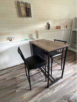 Bar-Style Table Set with 2 Stools
