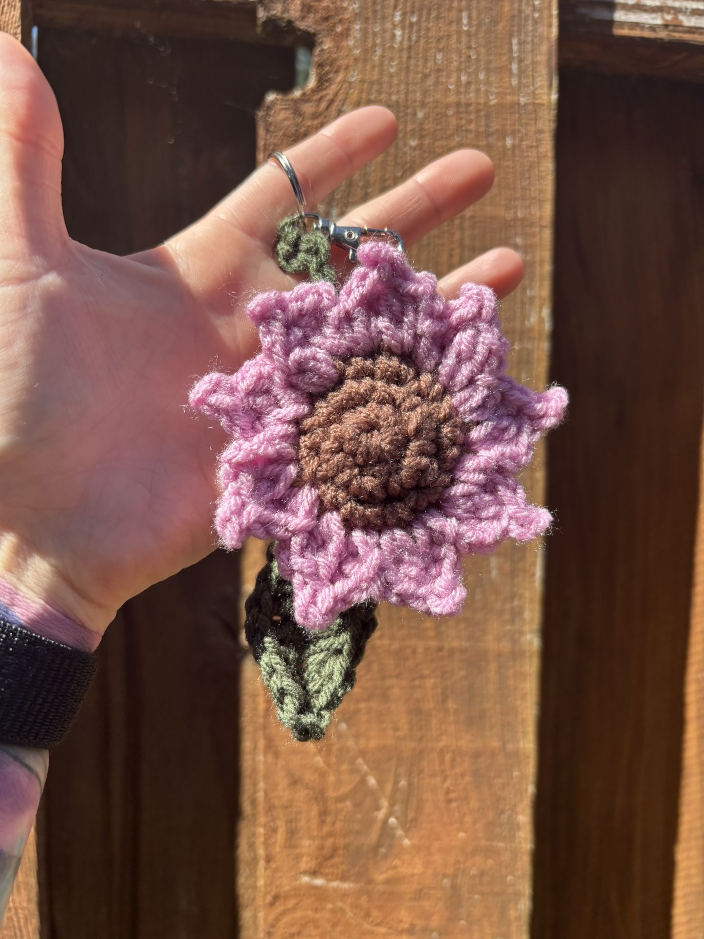 Handmade Crochet Lilac Purple Sunflower 🌻 Keychain 