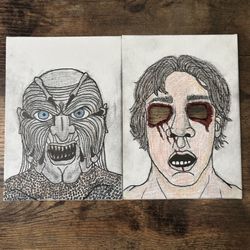 Miniature Canvases With Sketch Of Jeepers Creepers And Eyeless Darry