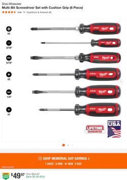Milwaukee Multi-Bit Screwdriver Set with Cushion Grip (6 Piece)