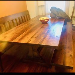 Rustic Wood Farm Table 