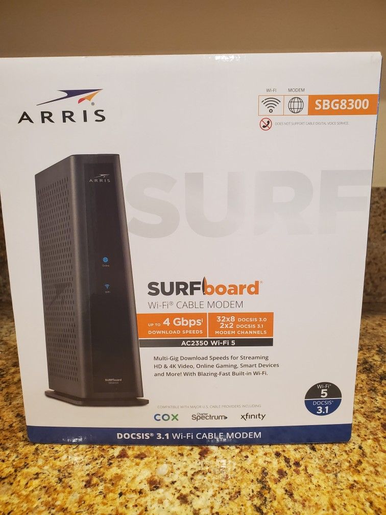 ARRIS SURFboard SBG8300 DOCSIS 3.1 Gigabit Cable Modem & AC2350 Wi-Fi Router

