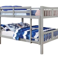 GRAY FINISH FULL OVER FULL SIZE BUNK BED + TWIN TRUNDLE - CAMA LITERA MATRIMONIAL SOBRE SENCILLA