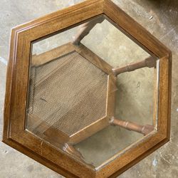 Solid Wood End Tables,  beveled glass tops