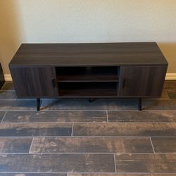 MCM tv stand w/ 2 shelves + 2 cabinets 