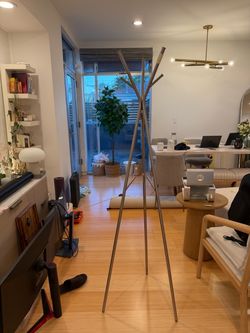 Modern Metal Coat Rack — Brushed Steel