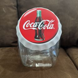 Vintage Coca Cola Glass Canister Cookie Candy Jar