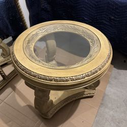 Round Glass-Top Accent Table