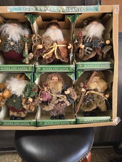 Christmas Decoration Vintage Noel Six Woodland Collector Santa Claus 65.00 Cutting Price 50.00 