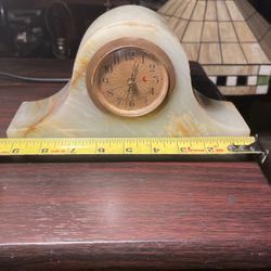 Antique Capital Electric Table Clock In Heavy Onyx  