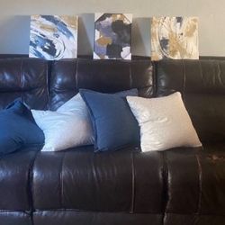 Extra large, leather reclining couch
