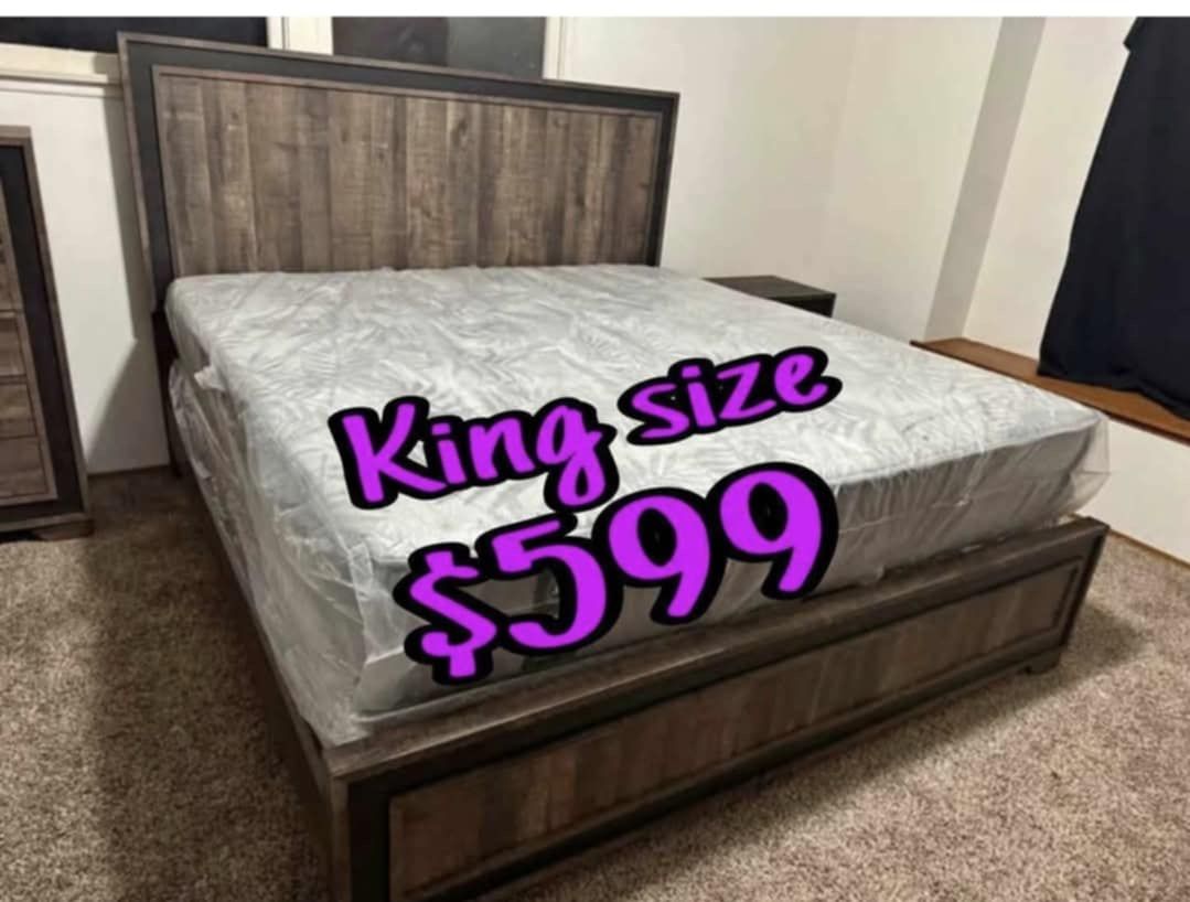 NEW KING BED👑MATTRESS INCLUDED‼️