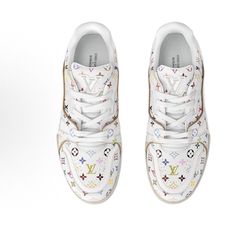 Takashi Murakami x LOUIS VUITTON Trainer Leather Round Head Lace White(2)49