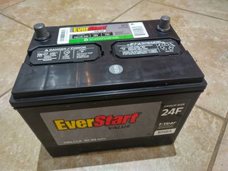 Everstart battery, Group 24F. 585 CCA to 730CA. Made on 12/2025, $75 cash