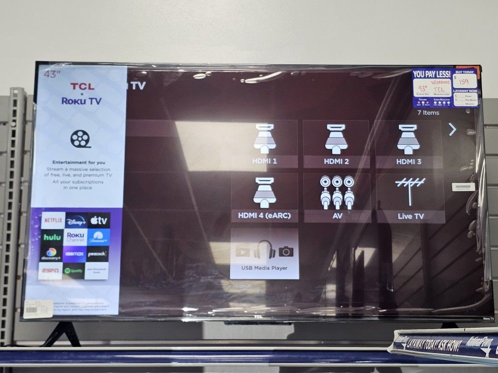 TCL 43" Roku Smart TV With Remote. ASK FOR RYAN. #4(contact info removed)1-01