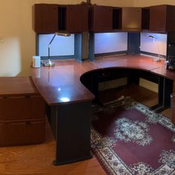 Executive Desk And 2 File Cabinets
