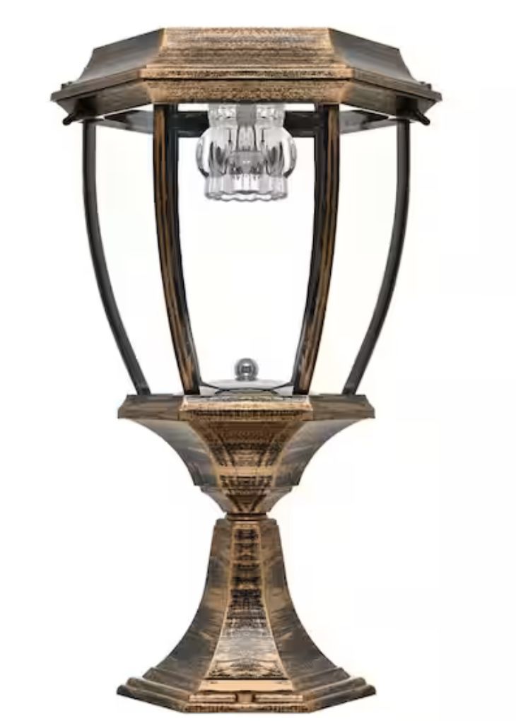 1-Light Bronze Aluminum Integrated LED Solar Outdoor Weather Resistant Post Light with Bulb Included (1-Pack)