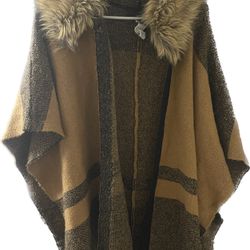 Brown Poncho with Fur
