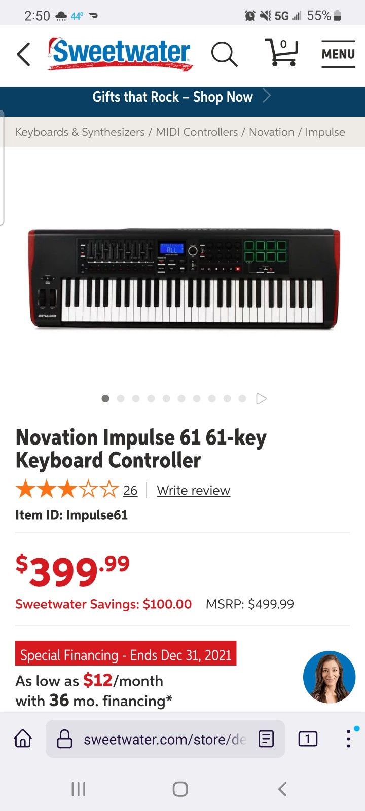 Novation Impulse 61 Keyboard Controller MIDI