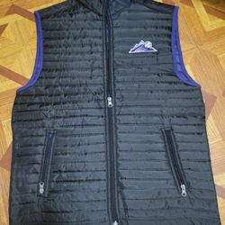 Colorado Rockies Black Puffer Full Zip Vest Mens Small