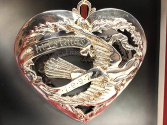 VINTAGE 1997 GORHAM STERLING SiLVER Plated HEART CHRISTMAS ORNAMENT
