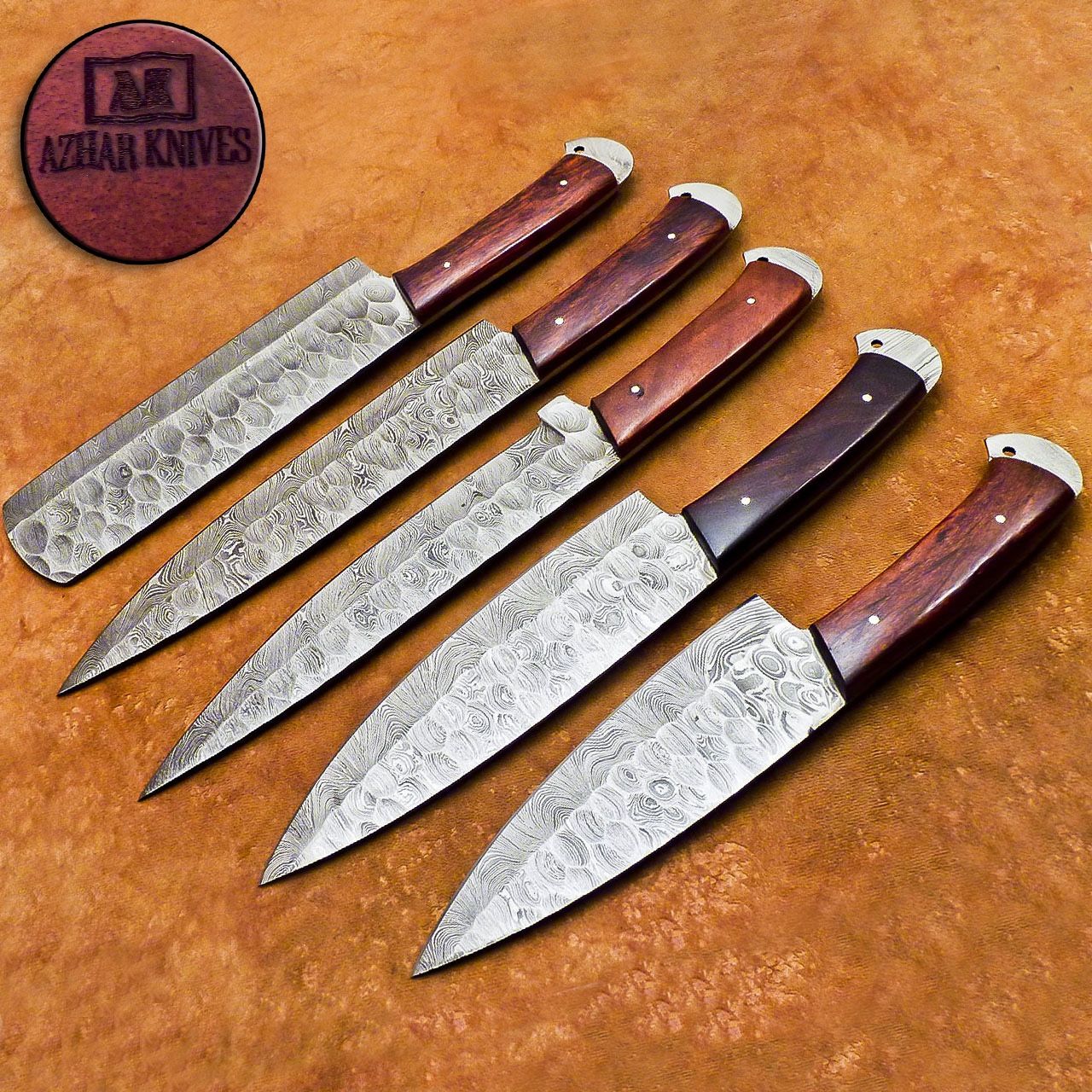 Handmade Damascus Steel 5 Piece Chef Knife Set