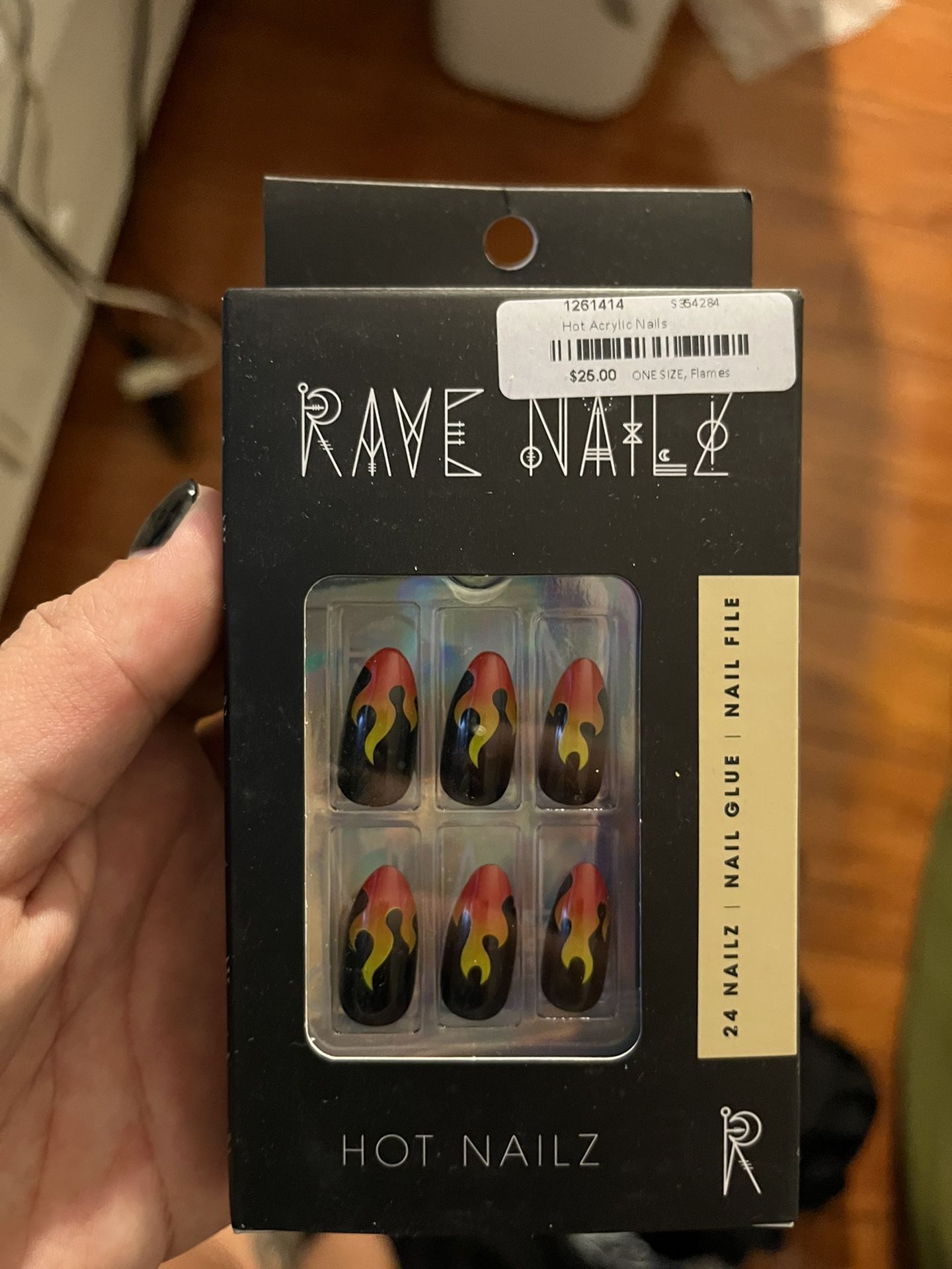 flame press on nails