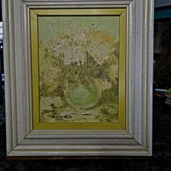 Vintage 12"×14" Still Life Oil Painting Signed Framed 