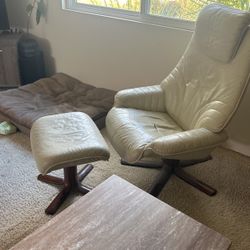 Scandinavian Made Reclining Chair/Footrest
