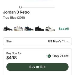 Air Jordan 3 True Blue Size 11 DS 2011 Release 