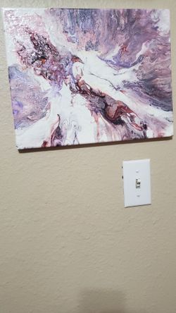 Purple/pinks/white acrylic pour painting