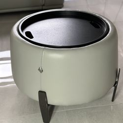 100% Leather Storage Ottoman with Serving Tray Lid