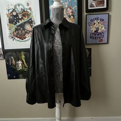 YesStyle Faux Leather Vintage Aesthetic Black Jacket