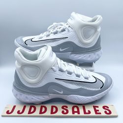 Nike Alpha Huarache Elite 4 Mid Baseball Cleats White Grey FD2744-102 Men’s Sz 10  New 