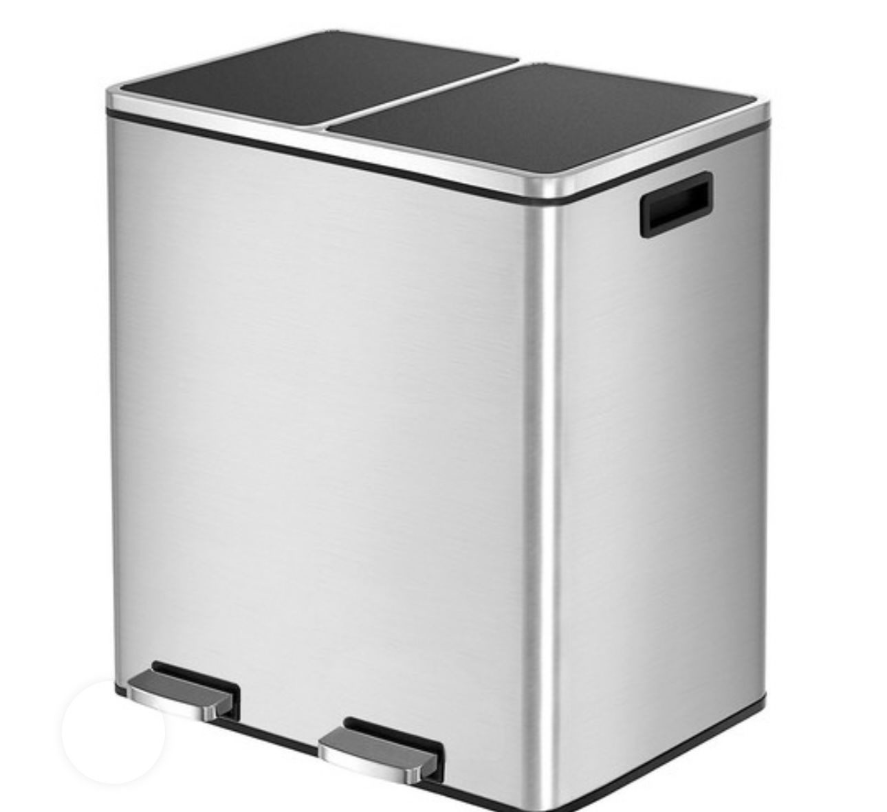 Kitchen Step Trash Can 60L- Stainless Steel, Recycle Bin, Dual Garbage Can With Lid