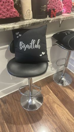 Black leather bar stool